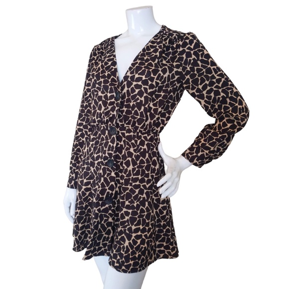 Zara Brown and Tan Animal Print A -Line Mini Dress - Picture 4 of 11